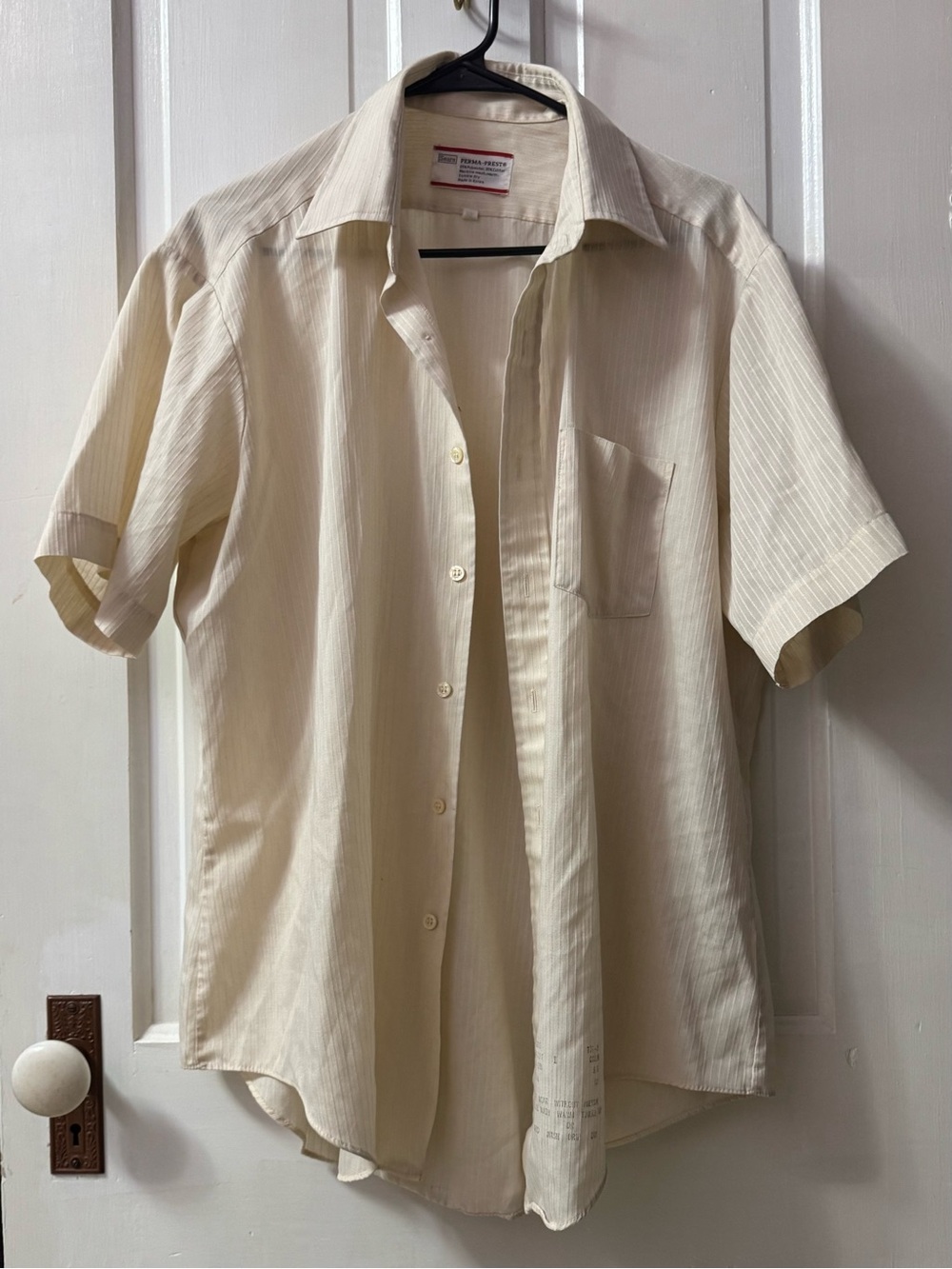 Sears Cream Short-Sleeve Button-Down Shirt*